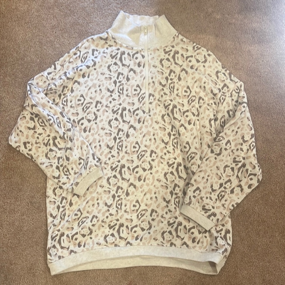 Aerie baggy sweatshirt in neutral cheetah print